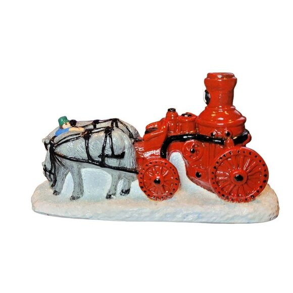Vintage Christmas Village Horse Drawn Red Firewagon Holiday Decor JH1823200 - Picture 1 of 3